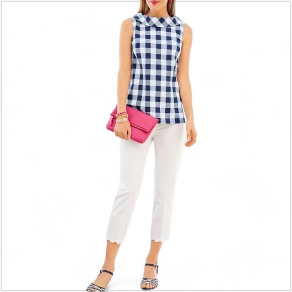 Talbots Chatham Crop Scalloped White Pants Summer Spring Stretch NWT NEW 16 - Picture 2 of 6